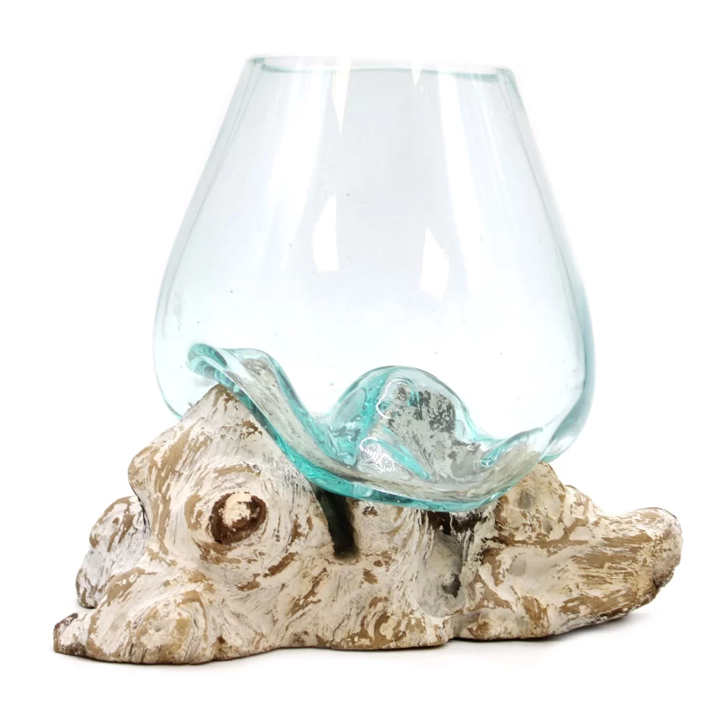 Molten Glass on Whitewash Wood