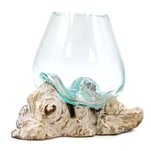 Molten Glass on Whitewash Wood