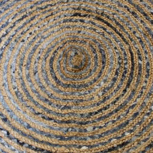 Round Jute and Recycle Denim Rug – Grey 120 cm