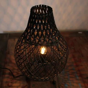 Rattan Table Lamp – Black