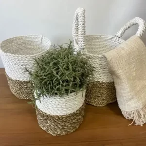 Seagrass Basket Set – Natural And White