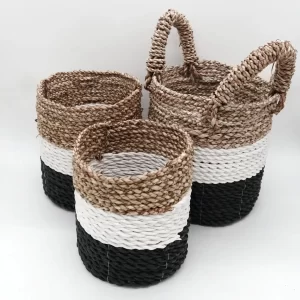 Seagrass Basket Set – Dark Grey Natural White