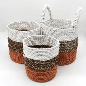 Seagrass Basket Set – Orange Natural White