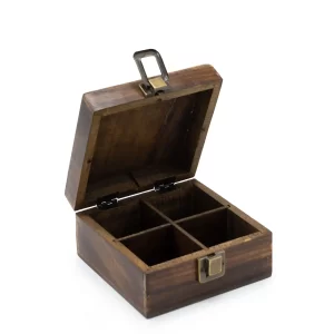 Carved Mango Wood Tea Box