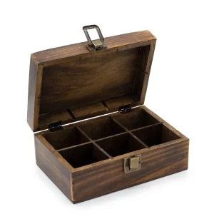 Carved Mango Wood Tea Box – Medium