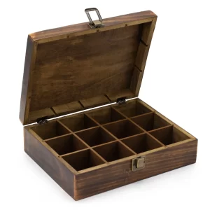 Carved Mango Wood Tea Box – Large