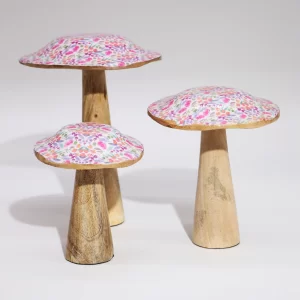 Medium Wooden Mushroom – Pretty Floral