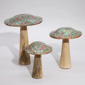 Large Wooden Mushroom – Mediterranean Tile Pattern