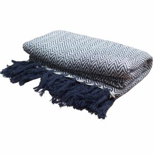 Boho Comfort Throw – Navy Zigzag