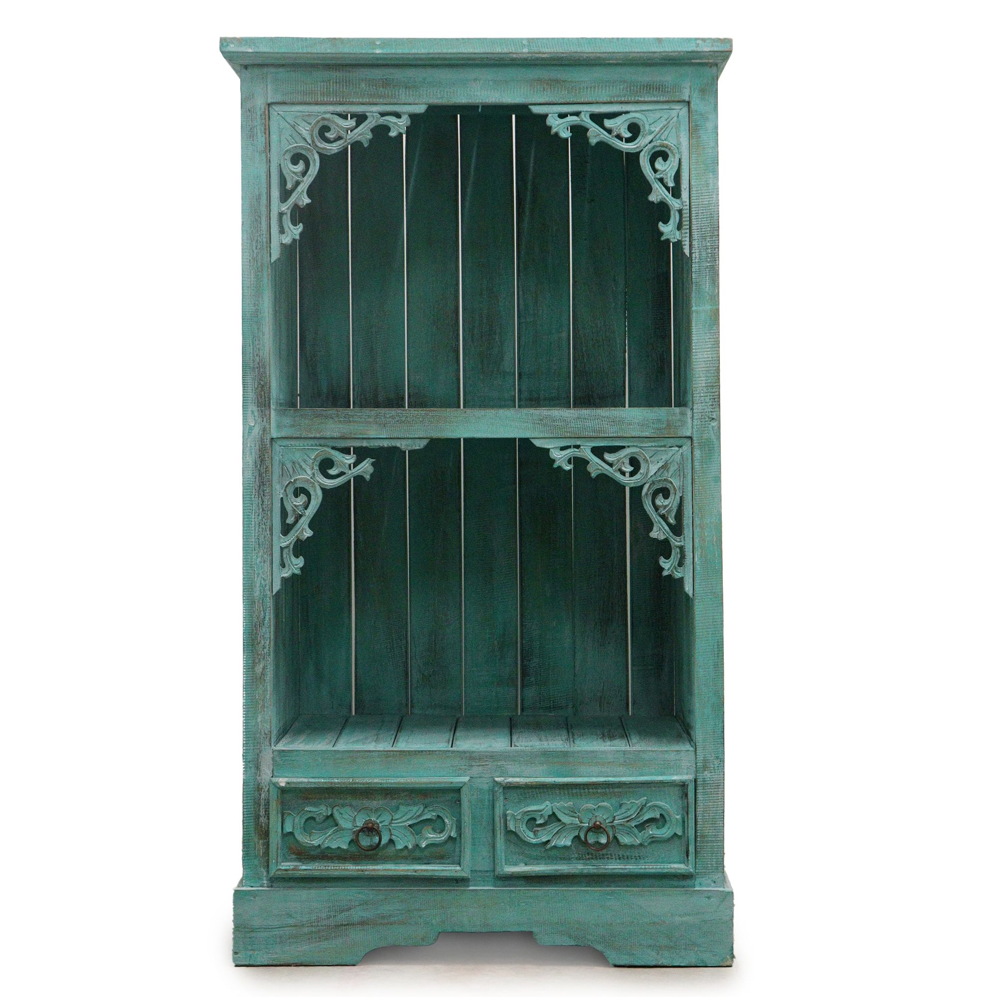 Albasia Wood Bathroom Cabinet - Turquoise Wash